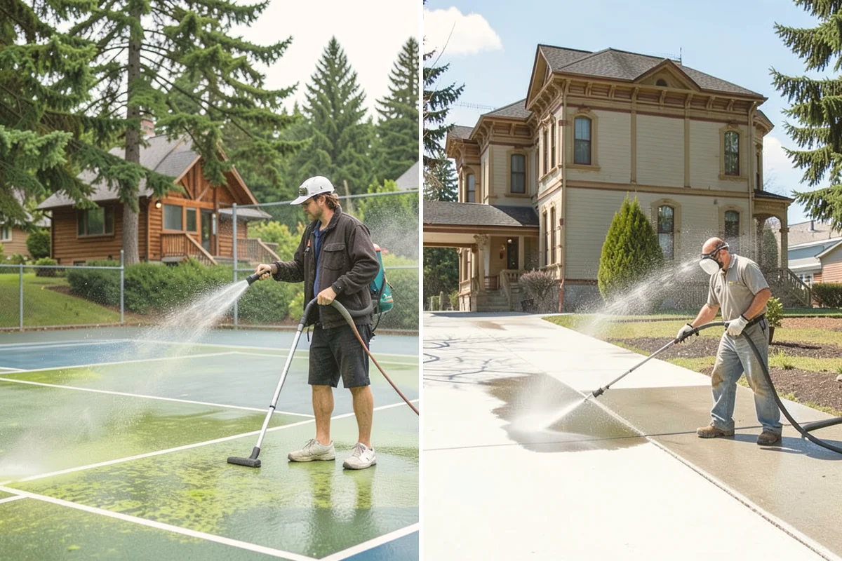 Garage Door Washing in Eatonville, Pierce County, WA - Rinse loose dust and cobwebs from panels and track hardware