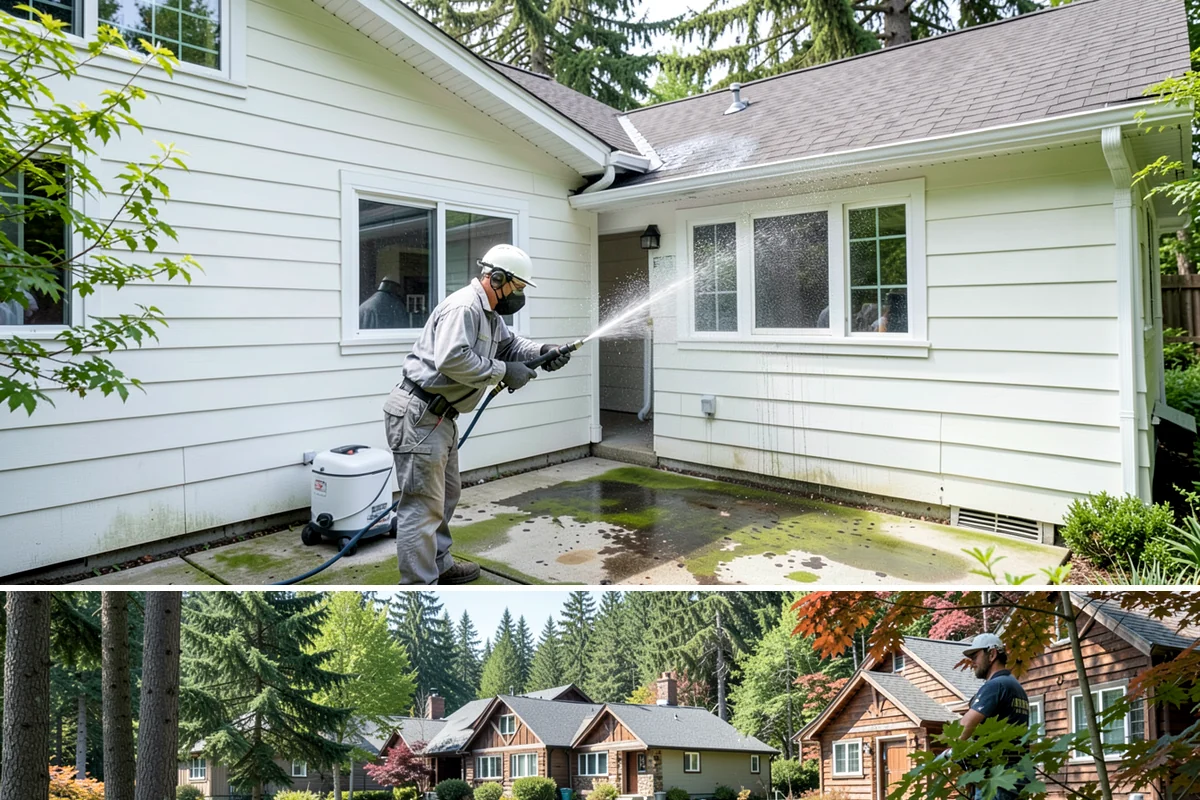 Garage Door Washing in Edgewood, Pierce County, WA - Spring is ideal for clearing the heavy cedar and cottonwood pollen that coats doors after a wet Northwest winter.