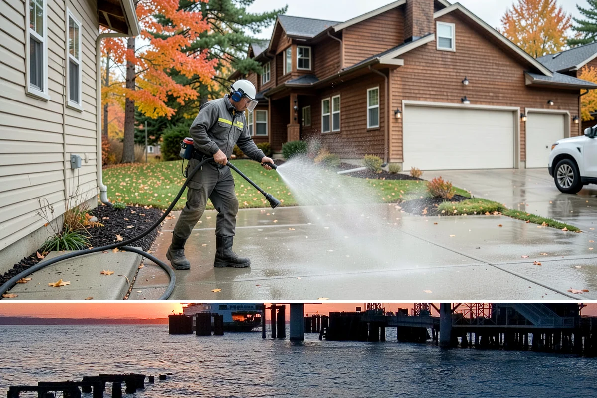 Garage Door Washing in Edmonds, Snohomish County, WA - Spring is ideal for clearing the heavy cedar and cottonwood pollen that coats doors after a wet Northwest winter.