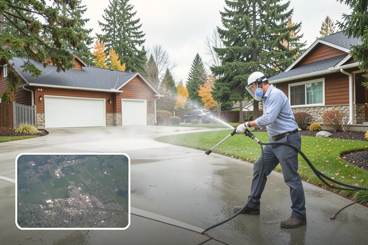 Garage Door Washing in Enumclaw, King County, WA - Brightens the most prominent surface on your home's front elevation