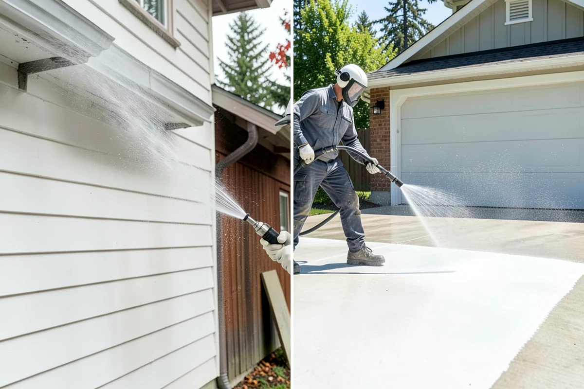 Garage Door Washing in Enumclaw, King County, WA - Rinse loose dust and cobwebs from panels and track hardware