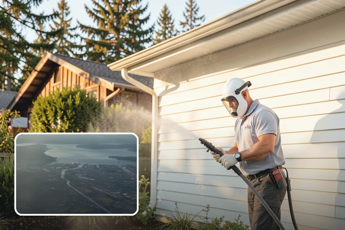 Garage Door Washing in Fife, Pierce County, WA - Brightens the most prominent surface on your home's front elevation