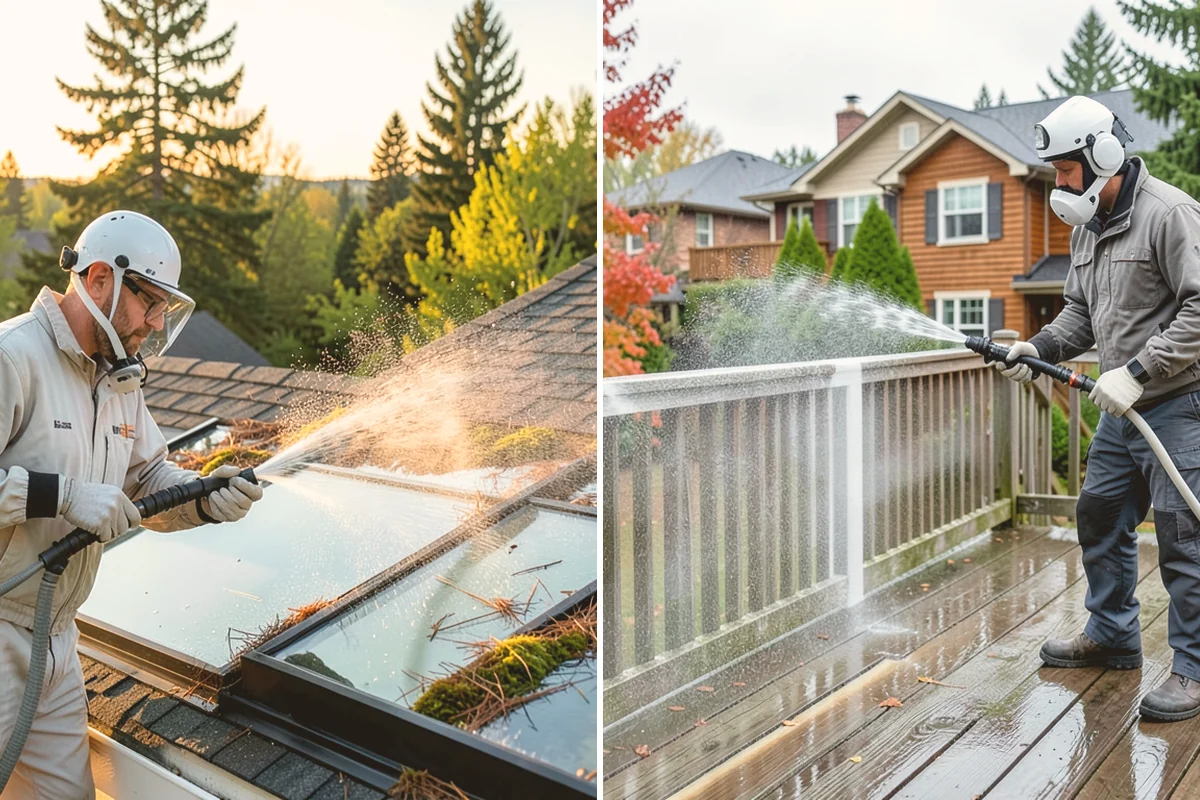 Garage Door Washing in Fife, Pierce County, WA - Rinse loose dust and cobwebs from panels and track hardware