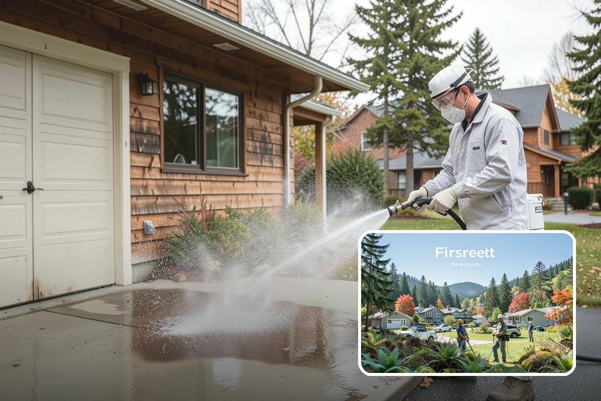 Garage Door Washing in Fircrest, Pierce County, WA - Brightens the most prominent surface on your home's front elevation
