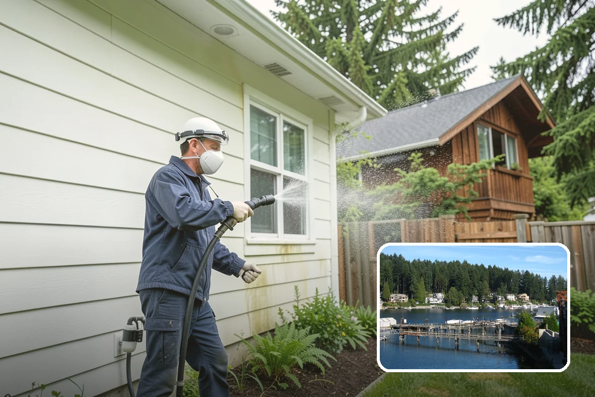 Garage Door Washing in Gig Harbor, Pierce County, WA - Brightens the most prominent surface on your home's front elevation