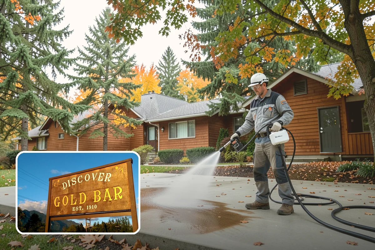 Garage Door Washing in Gold Bar, Snohomish County, WA - Brightens the most prominent surface on your home's front elevation