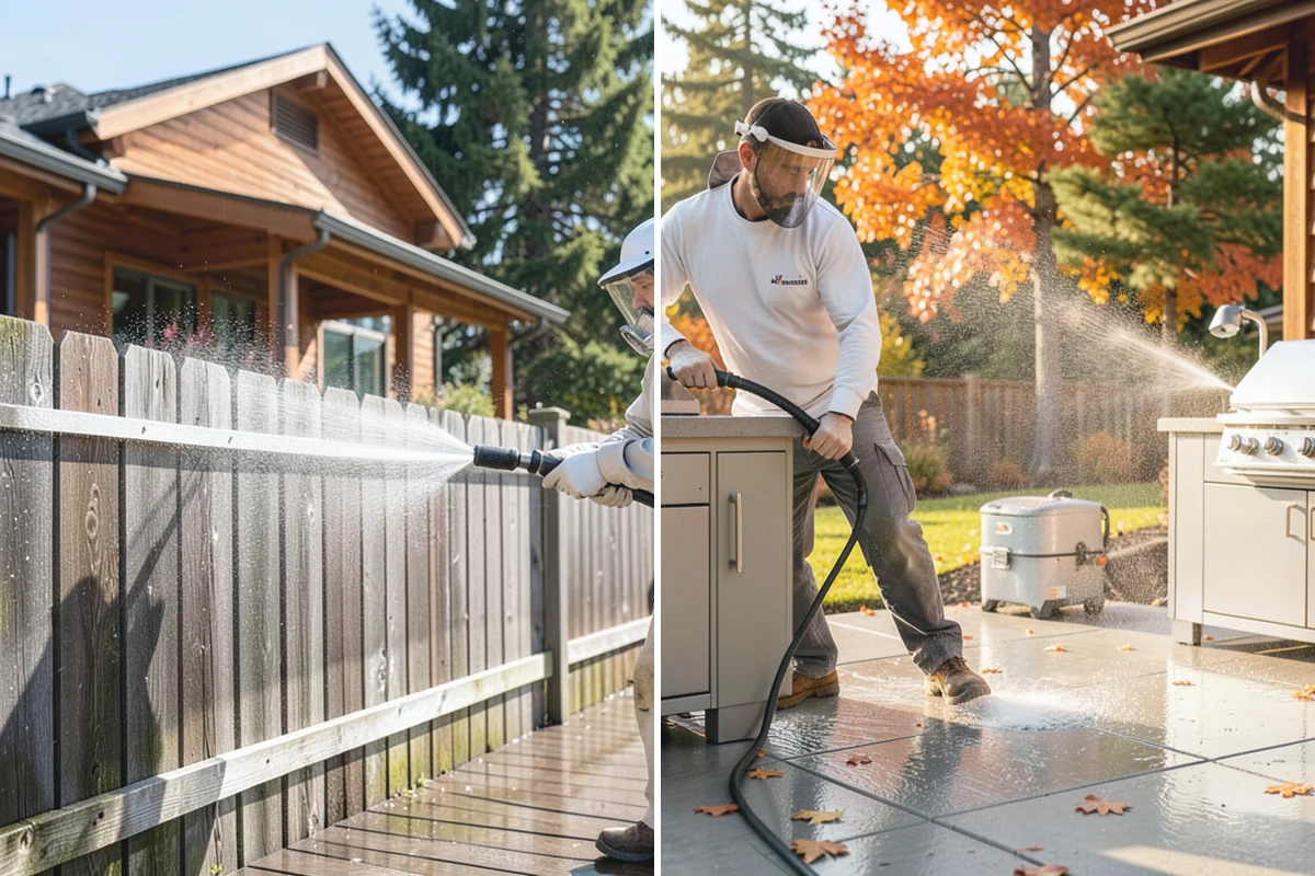 Garage Door Washing in Granite Falls, Snohomish County, WA - Rinse loose dust and cobwebs from panels and track hardware