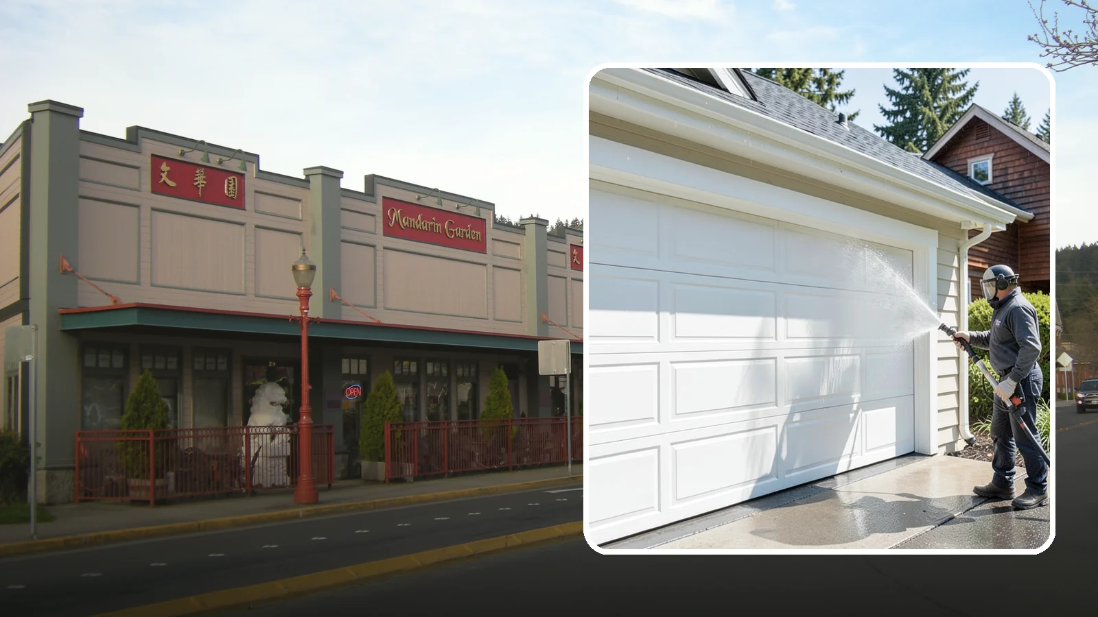 Garage Door Washing in Issaquah, King County, WA - We clean garage doors panel by panel to lift road film, pollen, and the gray oxidation that dulls Washington driveways.