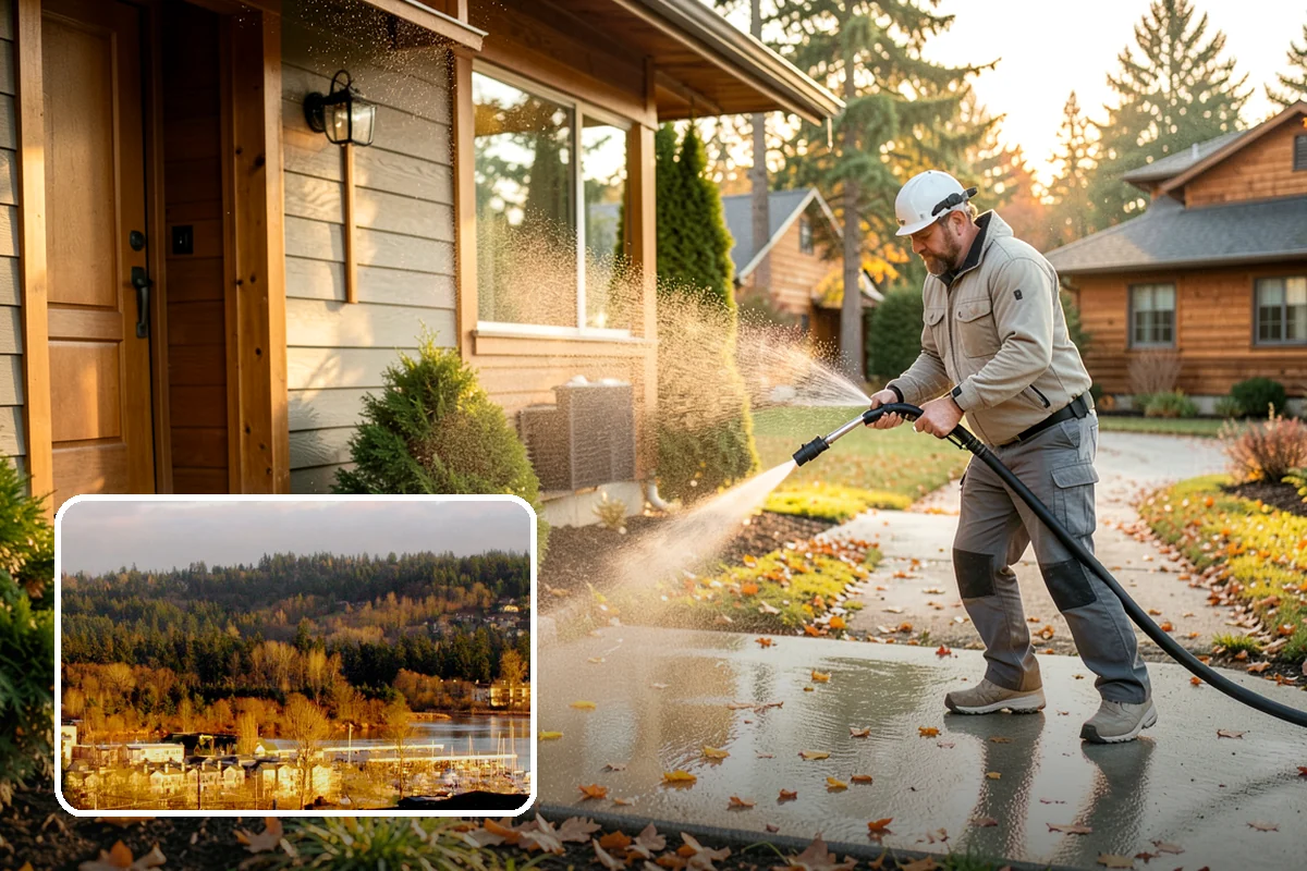 Garage Door Washing in Kenmore, King County, WA - Brightens the most prominent surface on your home's front elevation