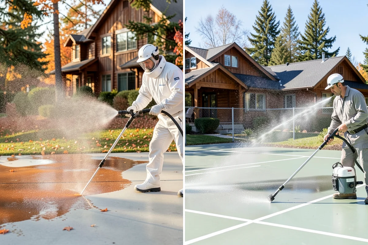 Garage Door Washing in Kenmore, King County, WA - Rinse loose dust and cobwebs from panels and track hardware