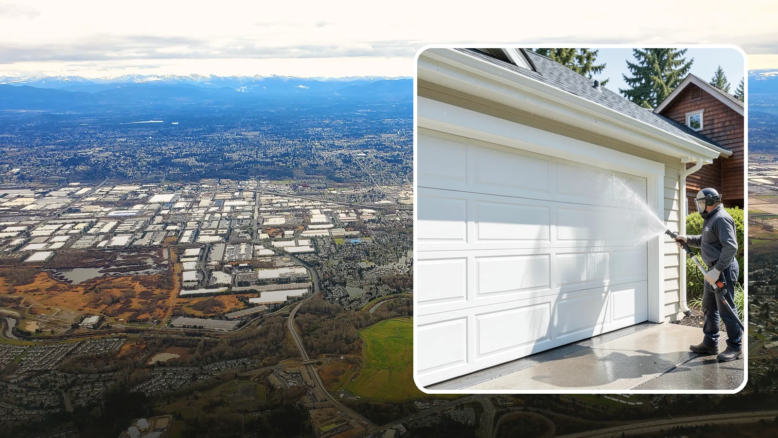 Garage Door Washing in Kent, King County, WA - We clean garage doors panel by panel to lift road film, pollen, and the gray oxidation that dulls Washington driveways.