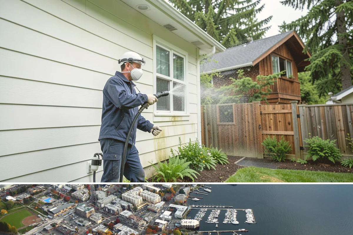 Garage Door Washing in Kirkland, King County, WA - Spring is ideal for clearing the heavy cedar and cottonwood pollen that coats doors after a wet Northwest winter.