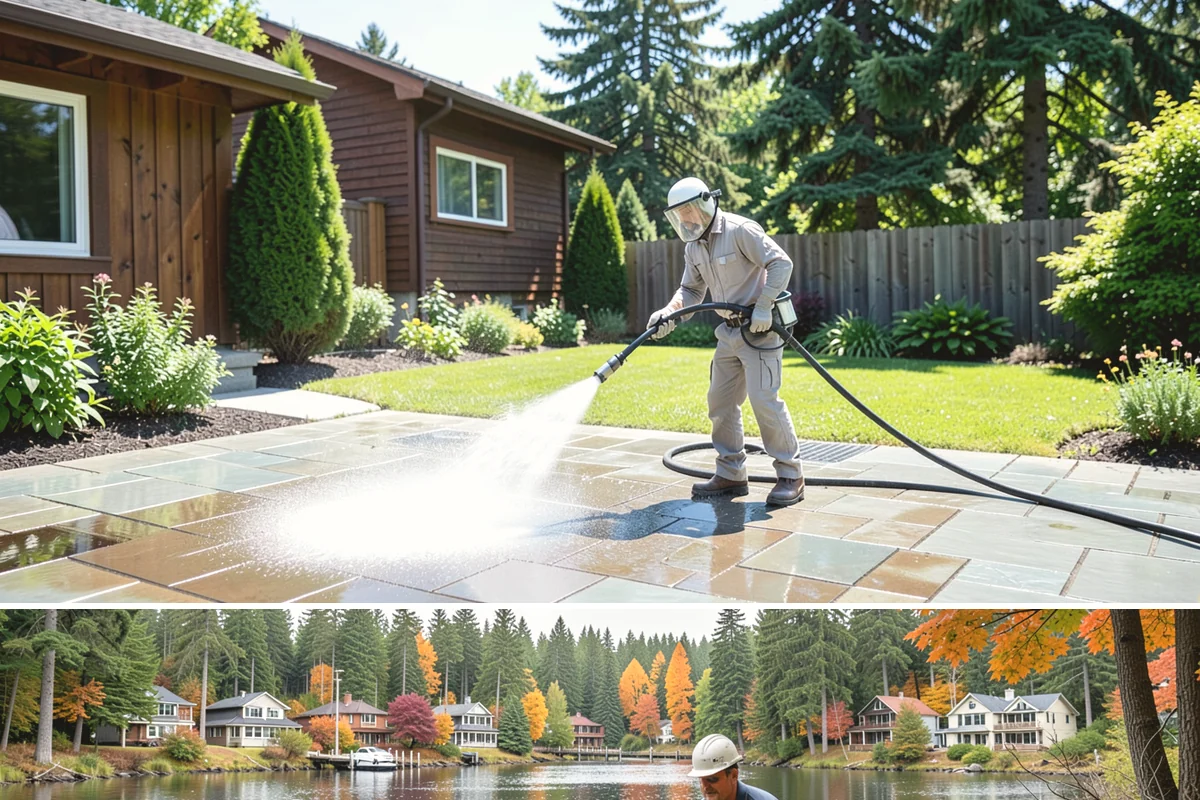 Garage Door Washing in La Conner, Skagit County, WA - Spring is ideal for clearing the heavy cedar and cottonwood pollen that coats doors after a wet Northwest winter.
