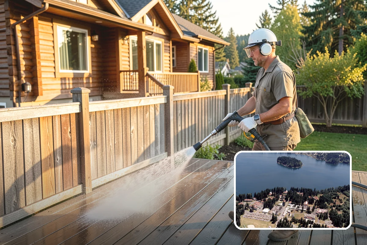 Garage Door Washing in Lakewood, Pierce County, WA - Brightens the most prominent surface on your home's front elevation