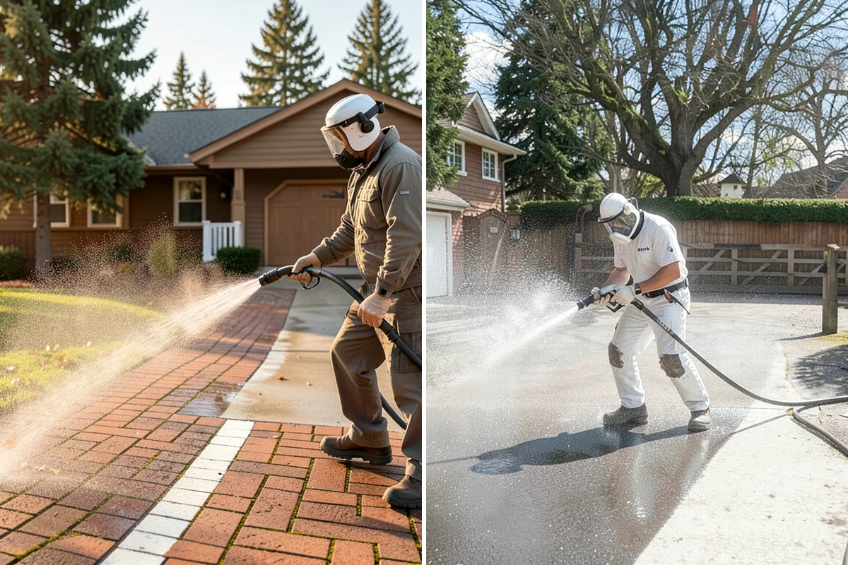 Garage Door Washing in Lakewood, Pierce County, WA - Rinse loose dust and cobwebs from panels and track hardware