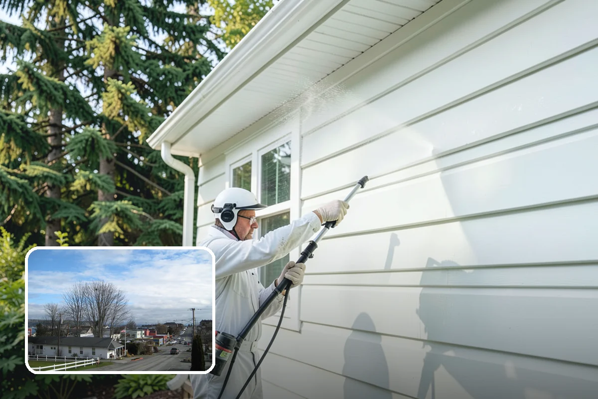 Garage Door Washing in Langley, Island County, WA - Brightens the most prominent surface on your home's front elevation