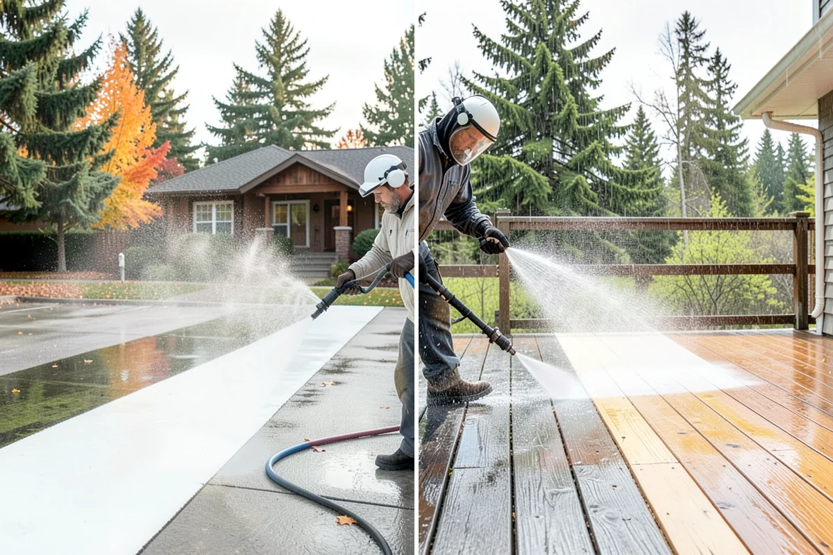 Garage Door Washing in Lyman, Skagit County, WA - Rinse loose dust and cobwebs from panels and track hardware