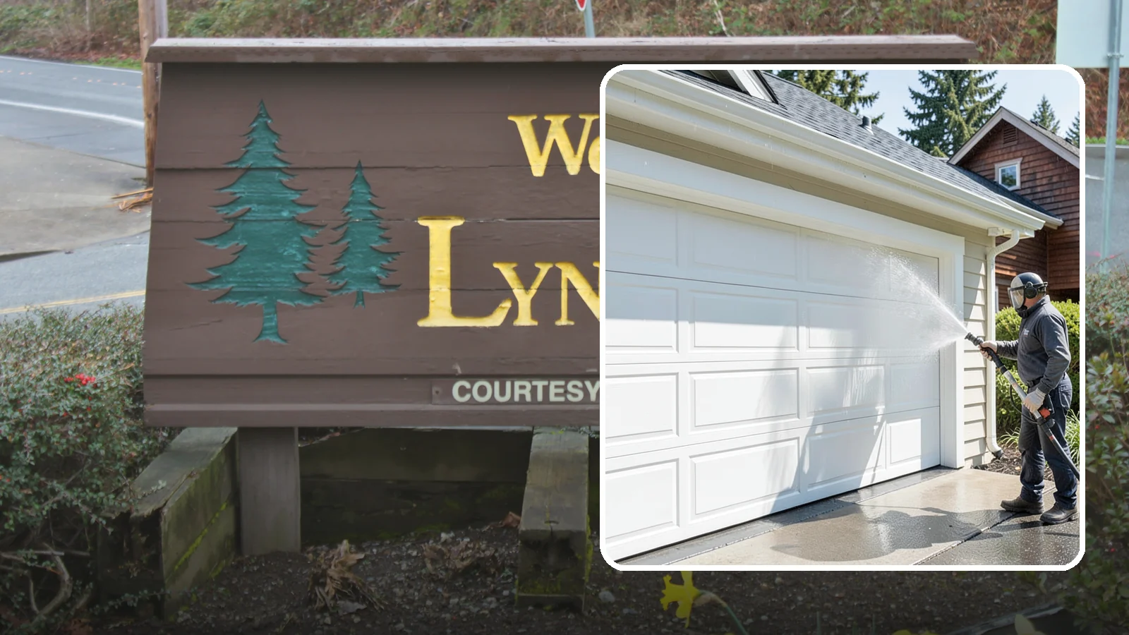 Garage Door Washing in Lynnwood, Snohomish County, WA - We clean garage doors panel by panel to lift road film, pollen, and the gray oxidation that dulls Washington driveways.