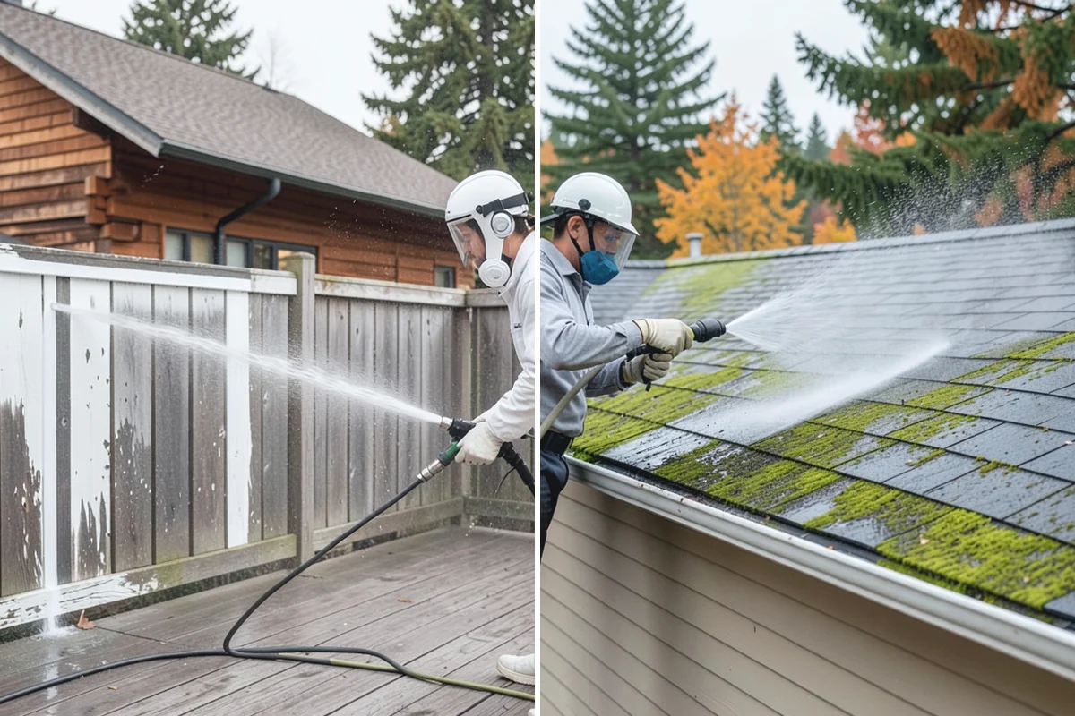 Garage Door Washing in Marysville, Snohomish County, WA - Rinse loose dust and cobwebs from panels and track hardware