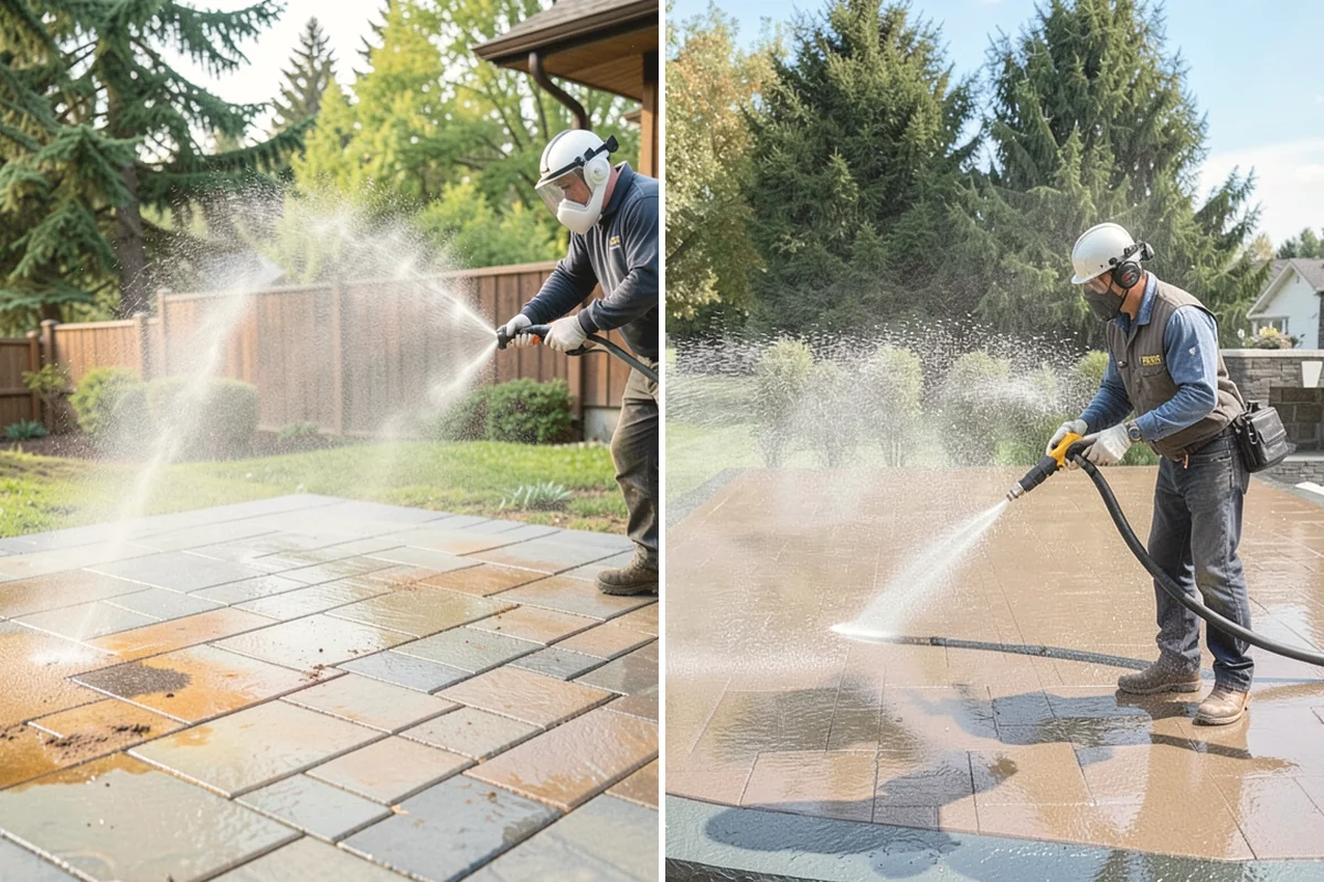 Garage Door Washing in Mill Creek, Snohomish County, WA - Rinse loose dust and cobwebs from panels and track hardware