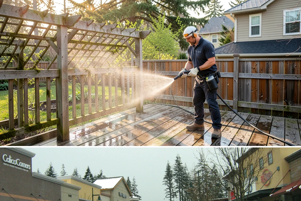 Garage Door Washing in Mill Creek, Snohomish County, WA - Spring is ideal for clearing the heavy cedar and cottonwood pollen that coats doors after a wet Northwest winter.