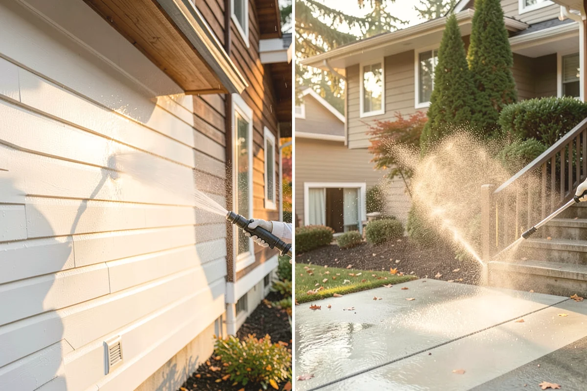 Garage Door Washing in Monroe, Snohomish County, WA - Rinse loose dust and cobwebs from panels and track hardware
