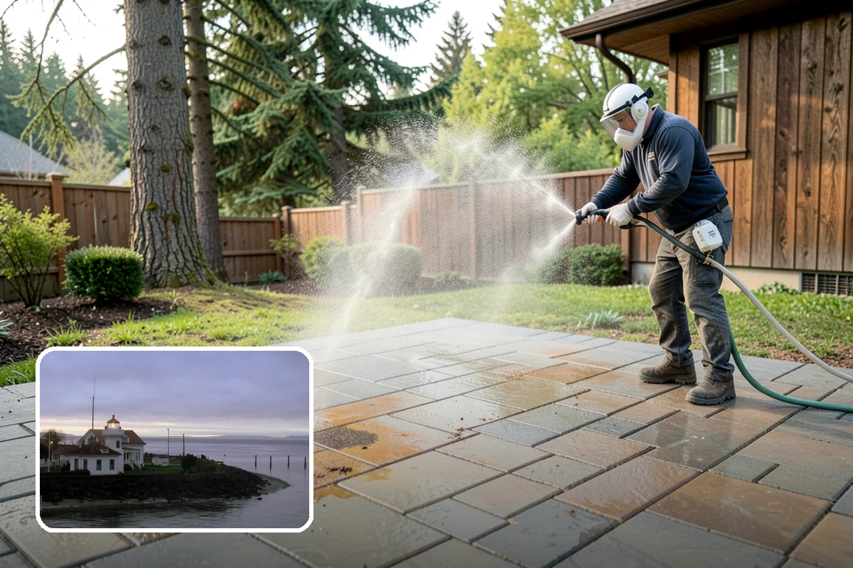 Garage Door Washing in Mukilteo, Snohomish County, WA - Brightens the most prominent surface on your home's front elevation