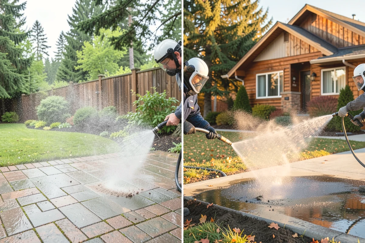 Garage Door Washing in Mukilteo, Snohomish County, WA - Rinse loose dust and cobwebs from panels and track hardware