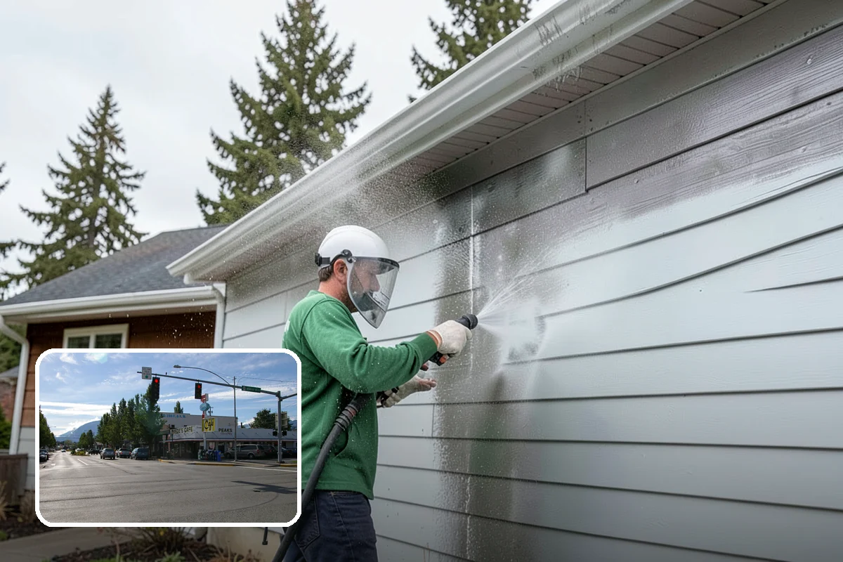 Garage Door Washing in North Bend, King County, WA - Brightens the most prominent surface on your home's front elevation