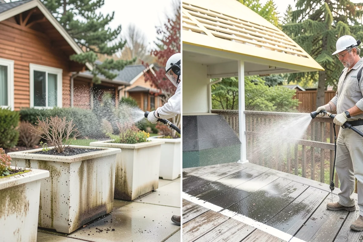 Garage Door Washing in North Bend, King County, WA - Rinse loose dust and cobwebs from panels and track hardware
