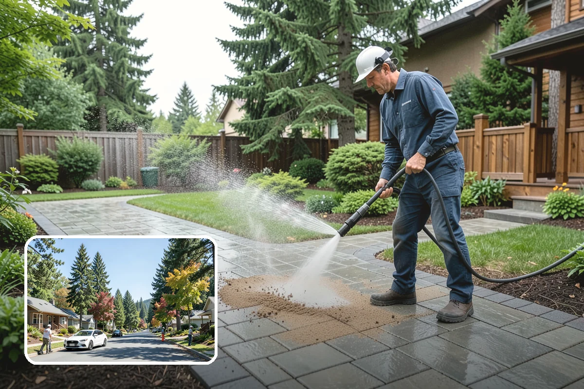 Garage Door Washing in Orting, Pierce County, WA - Brightens the most prominent surface on your home's front elevation