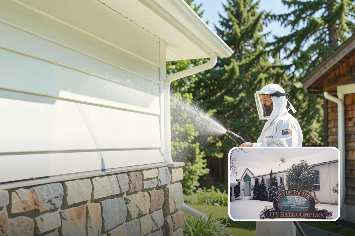 Garage Door Washing in Pacific, King County, WA - Brightens the most prominent surface on your home's front elevation