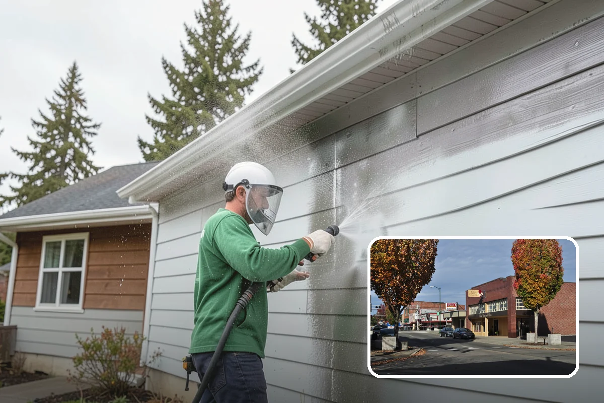 Garage Door Washing in Puyallup, Pierce County, WA - Brightens the most prominent surface on your home's front elevation