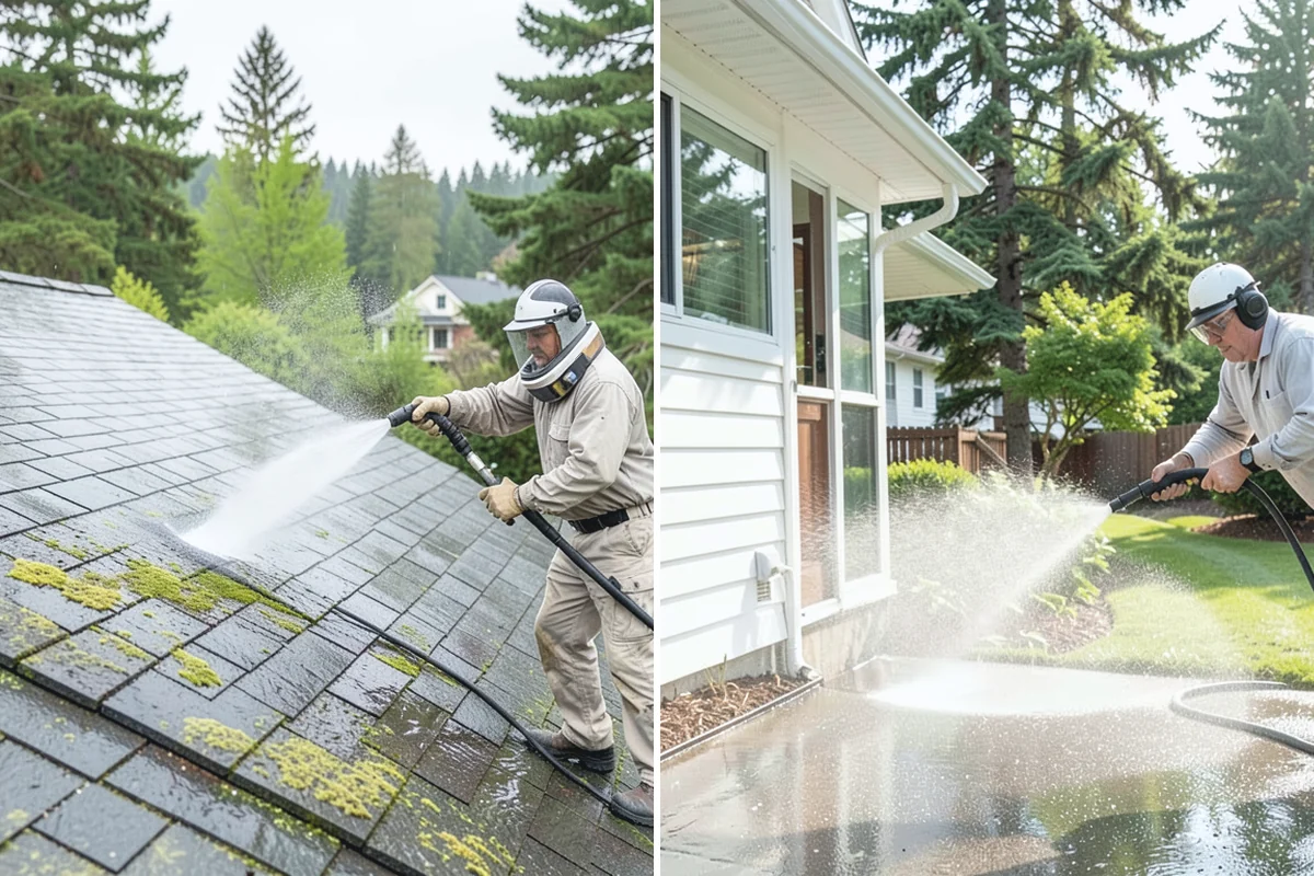 Garage Door Washing in Redmond, King County, WA - Rinse loose dust and cobwebs from panels and track hardware