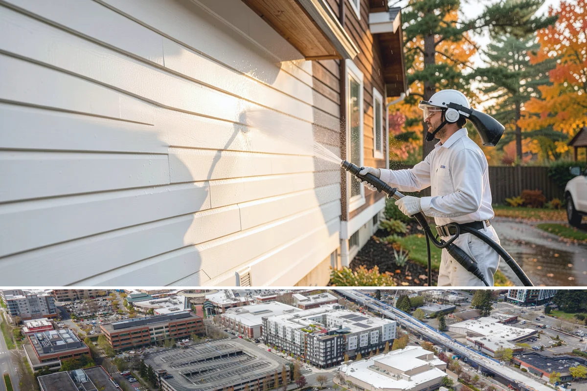 Garage Door Washing in Redmond, King County, WA - Spring is ideal for clearing the heavy cedar and cottonwood pollen that coats doors after a wet Northwest winter.