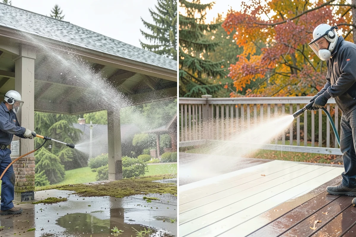 Garage Door Washing in Roy, Pierce County, WA - Rinse loose dust and cobwebs from panels and track hardware