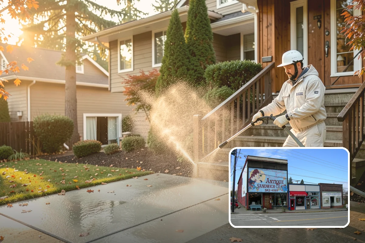 Garage Door Washing in Ruston, Pierce County, WA - Brightens the most prominent surface on your home's front elevation