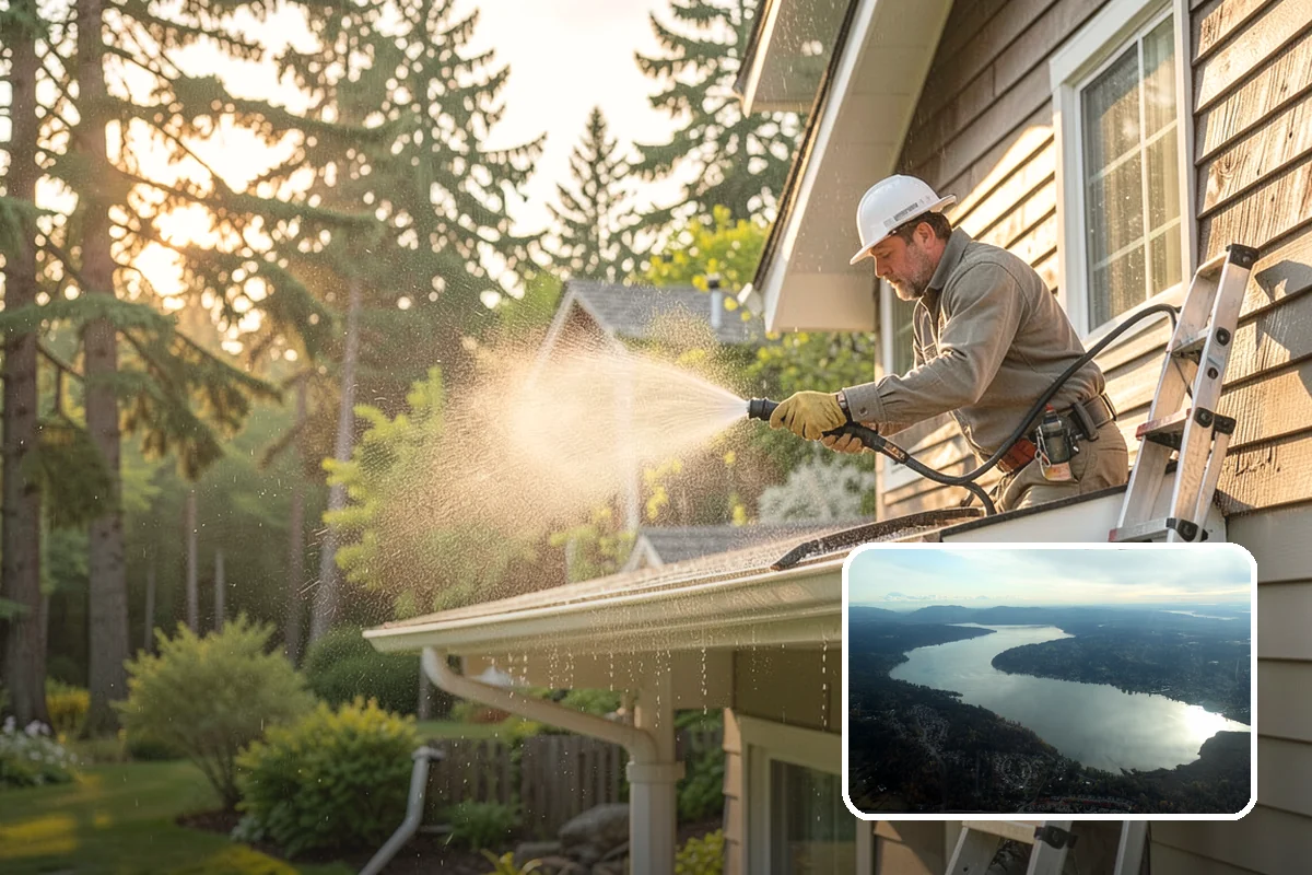 Garage Door Washing in Sammamish, King County, WA - Brightens the most prominent surface on your home's front elevation