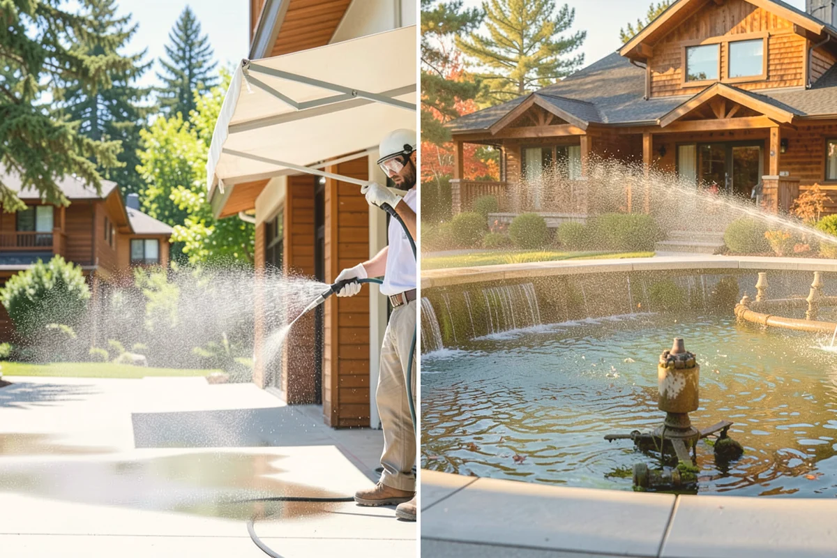 Garage Door Washing in Sammamish, King County, WA - Rinse loose dust and cobwebs from panels and track hardware