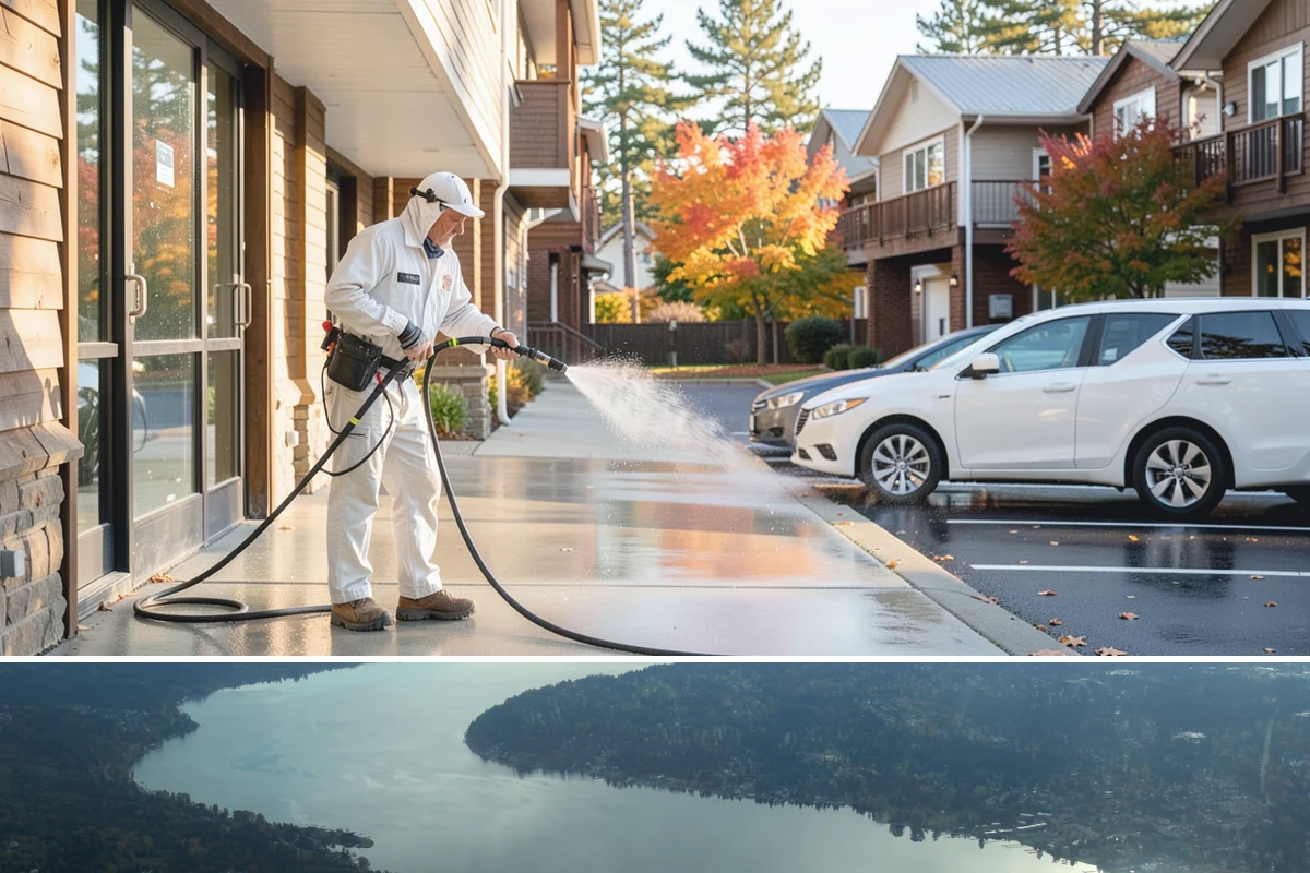 Garage Door Washing in Sammamish, King County, WA - Spring is ideal for clearing the heavy cedar and cottonwood pollen that coats doors after a wet Northwest winter.