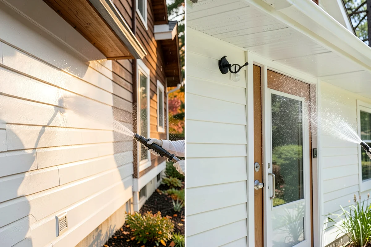 Garage Door Washing in SeaTac, King County, WA - Rinse loose dust and cobwebs from panels and track hardware