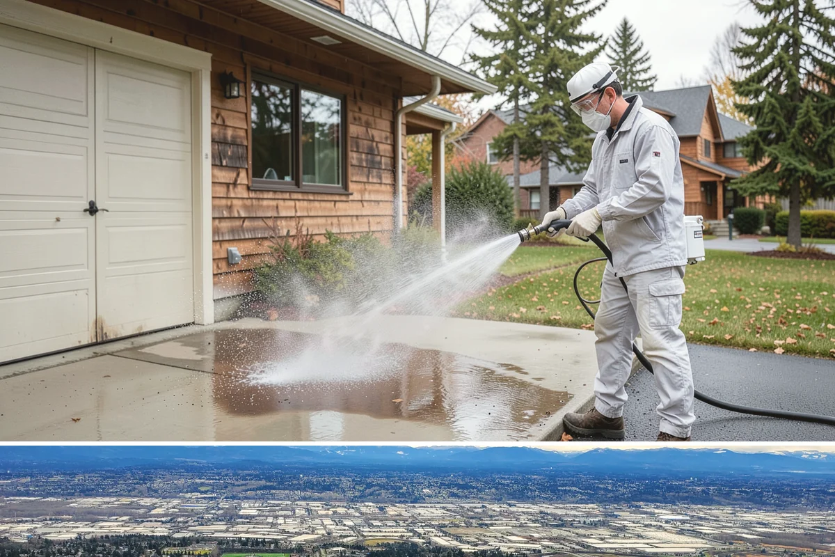 Garage Door Washing in SeaTac, King County, WA - Spring is ideal for clearing the heavy cedar and cottonwood pollen that coats doors after a wet Northwest winter.
