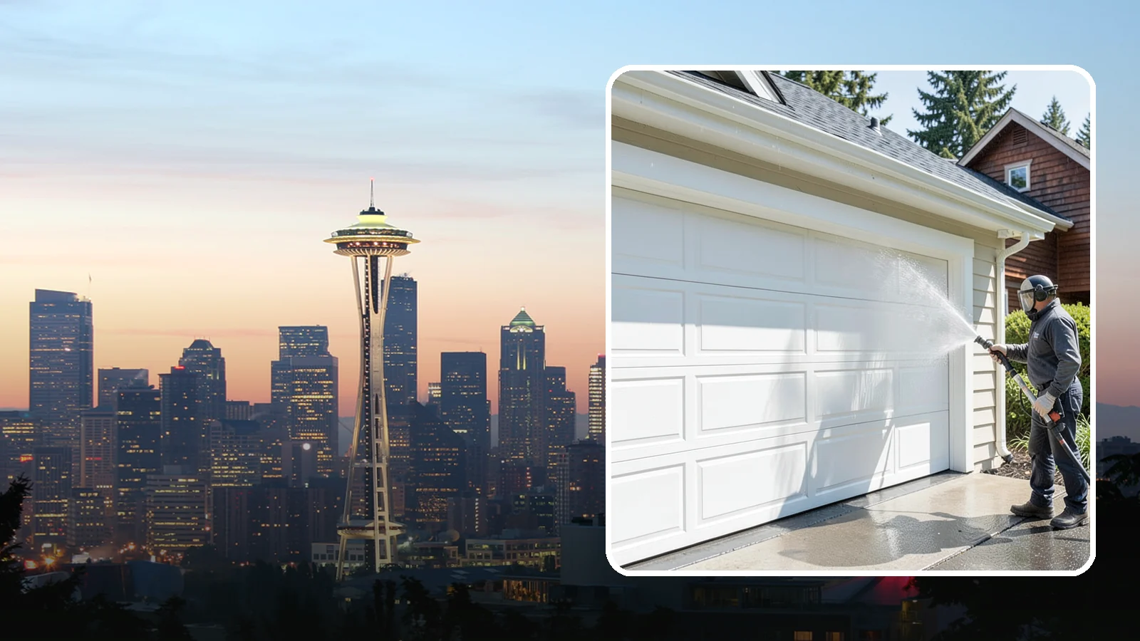 Garage Door Washing in Seattle, King County, WA - We clean garage doors panel by panel to lift road film, pollen, and the gray oxidation that dulls Washington driveways.