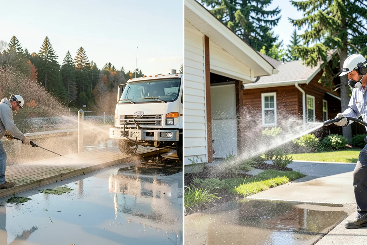 Garage Door Washing in Seattle, King County, WA - Rinse loose dust and cobwebs from panels and track hardware