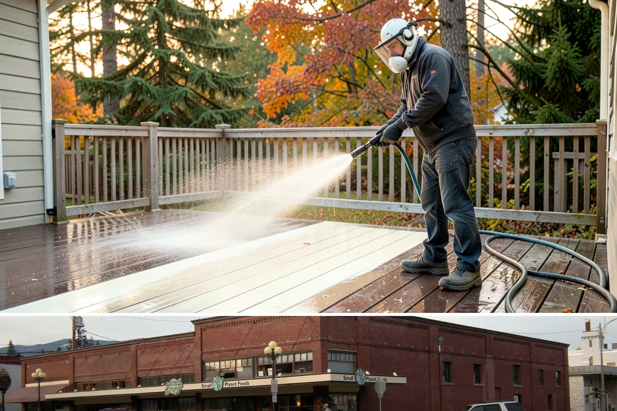 Garage Door Washing in Sedro-Woolley, Skagit County, WA - Spring is ideal for clearing the heavy cedar and cottonwood pollen that coats doors after a wet Northwest winter.