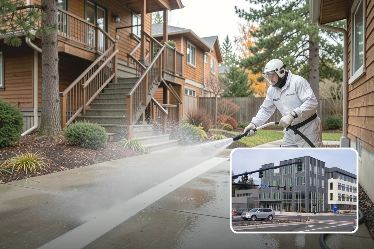 Garage Door Washing in Shoreline, King County, WA - Brightens the most prominent surface on your home's front elevation
