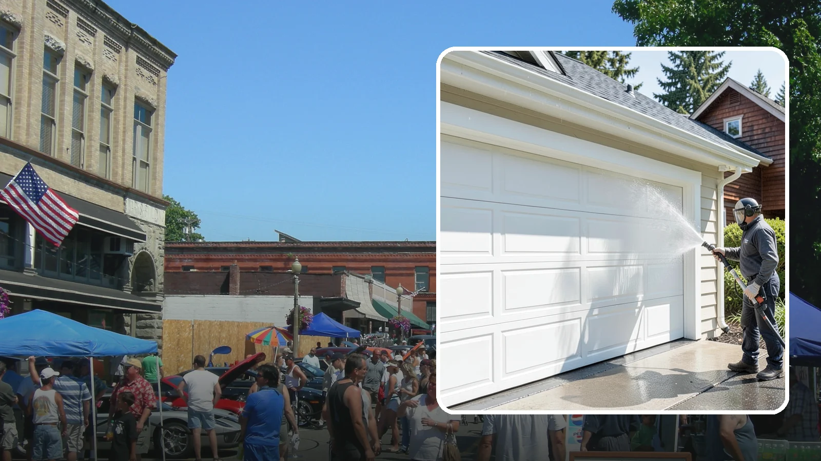 Garage Door Washing in Snohomish, Snohomish County, WA - We clean garage doors panel by panel to lift road film, pollen, and the gray oxidation that dulls Washington driveways.
