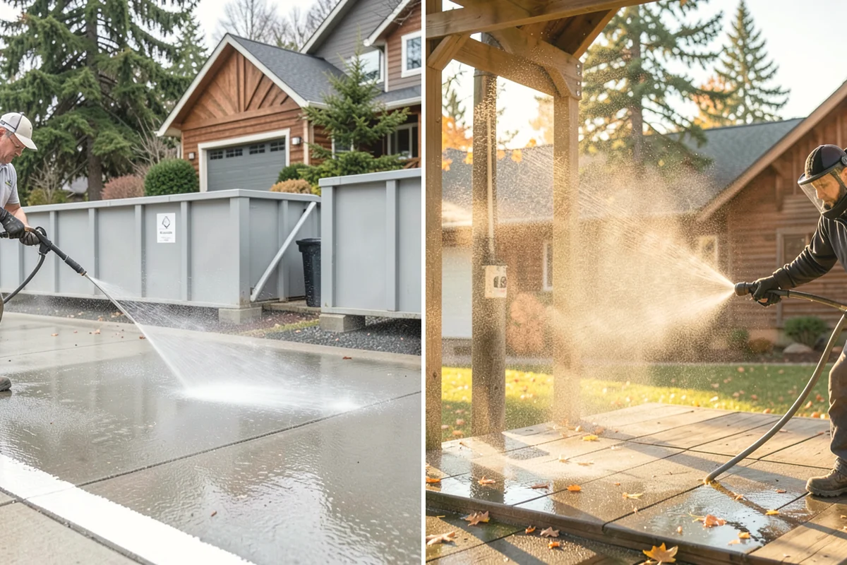 Garage Door Washing in Steilacoom, Pierce County, WA - Rinse loose dust and cobwebs from panels and track hardware