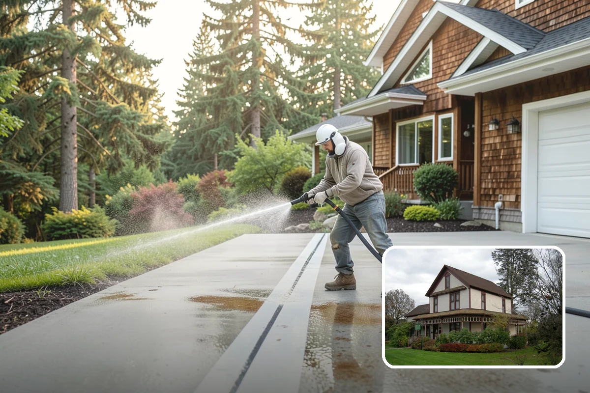 Garage Door Washing in Sumner, Pierce County, WA - Brightens the most prominent surface on your home's front elevation