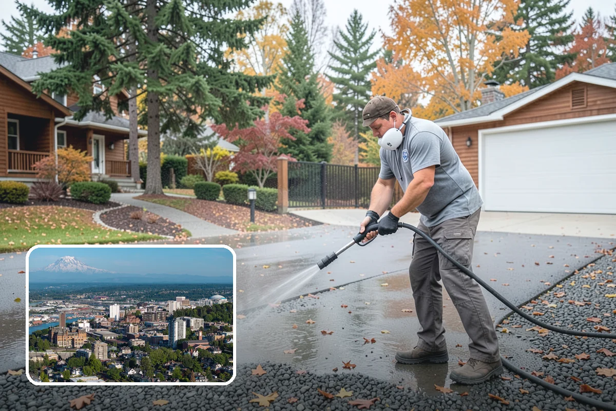 Garage Door Washing in Tacoma, Pierce County, WA - Brightens the most prominent surface on your home's front elevation